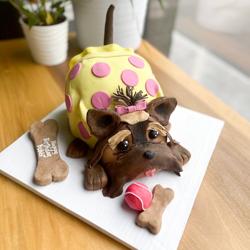Yorkie Dog Custom Shaped Cake