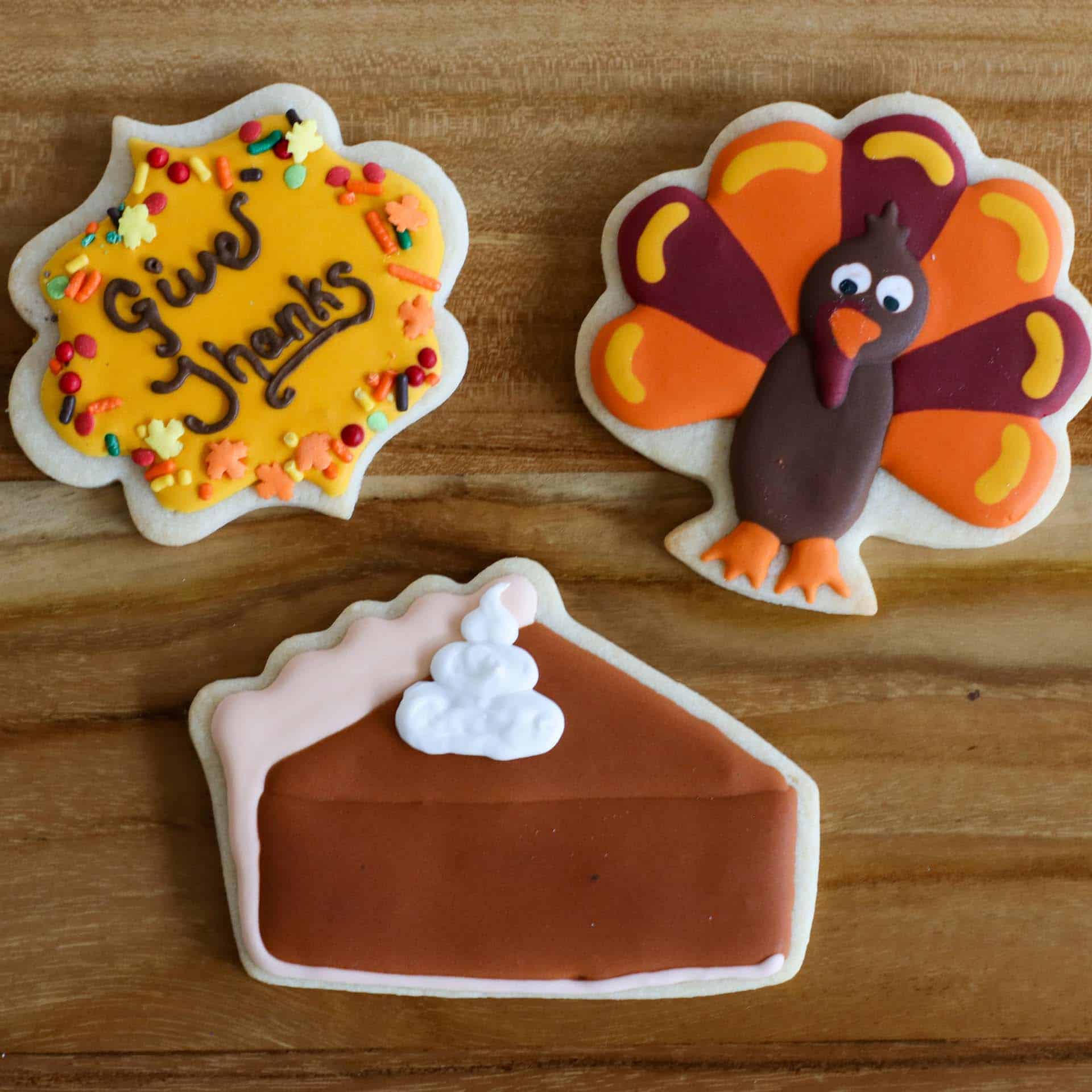 Cute Thanksgiving Custom Shaped Sugar Cookies