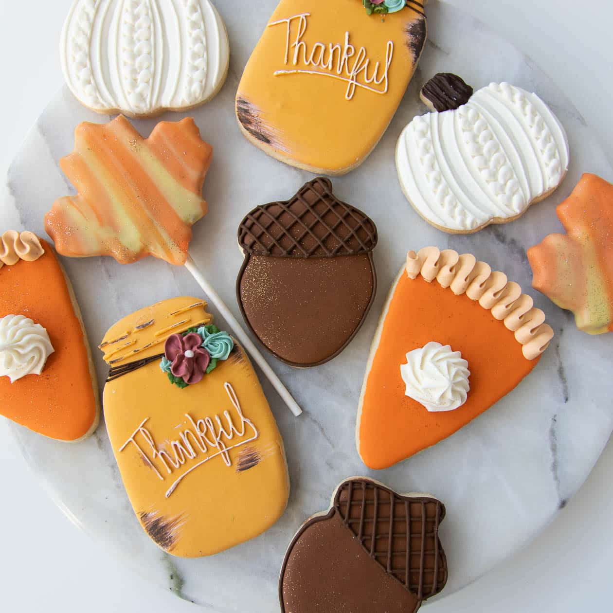 Thanksgiving Themed Custom Shaped Sugar Cookies 